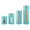 Home Basics 4pc SS Canister sEt turquoise CS44971